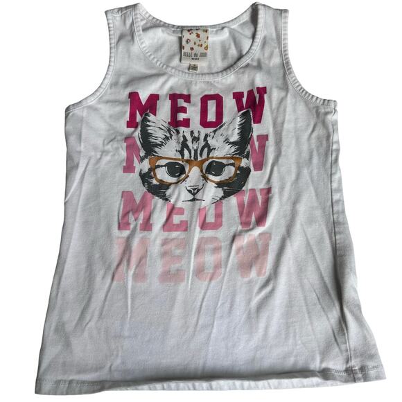 Belle Du Jour White Kitty Cat Graphic Tank Top - Picture 1 of 4